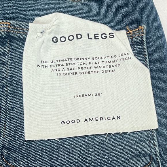 NWT Good American Good Legs Skinny Jeans 00 / 24 Blue Ankle Raw Hem Stretch - Picture 4 of 9